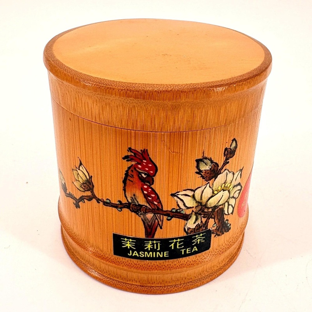 Vintage Bamboo Tea Canister Japandi Zen Kitchen Storage Jar‎ Jasmine Tea Decor